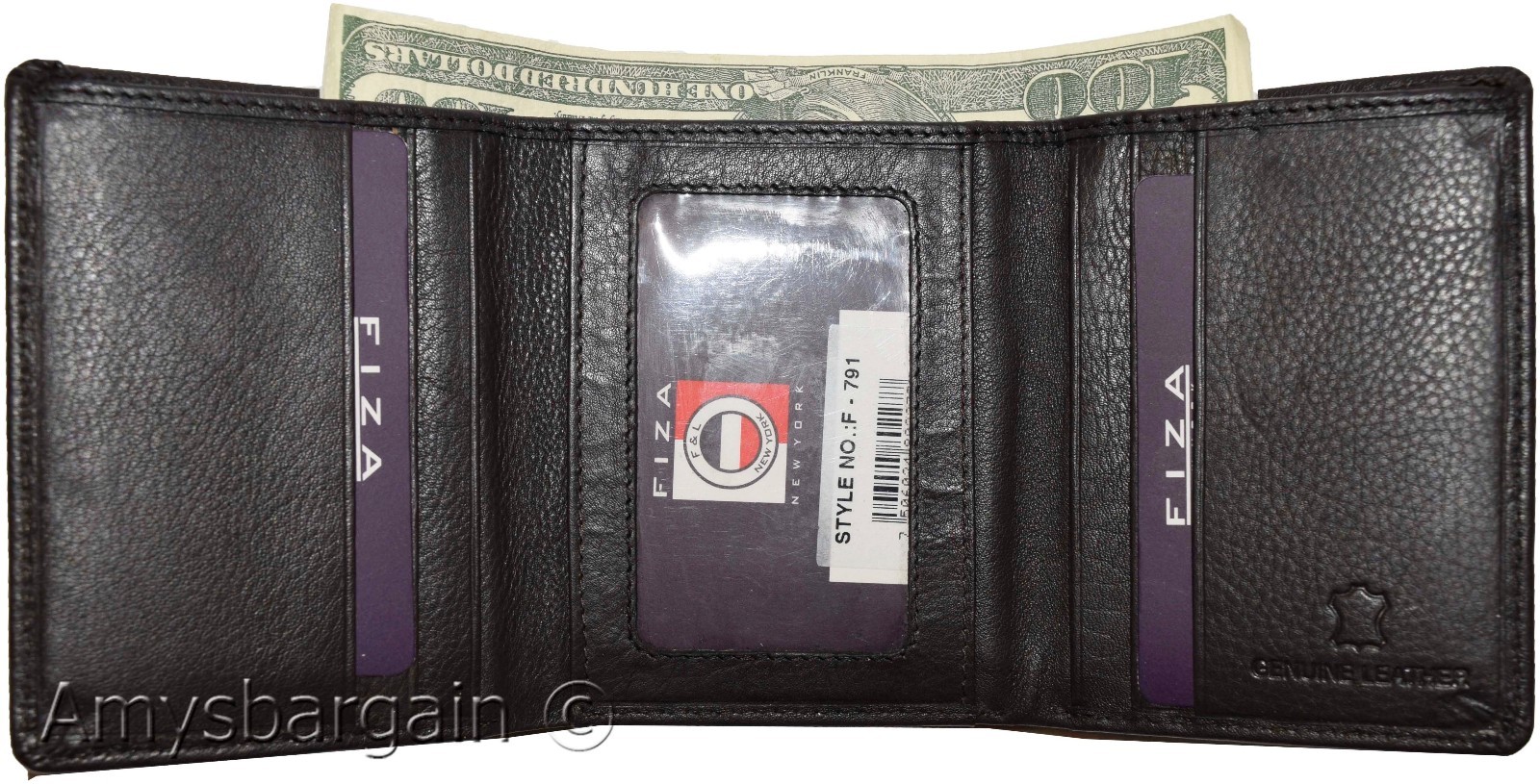 Lot of 2 FIZA NY Leather man's Tri-fold wallet Black Billfold wallet, New in Box - Image 3