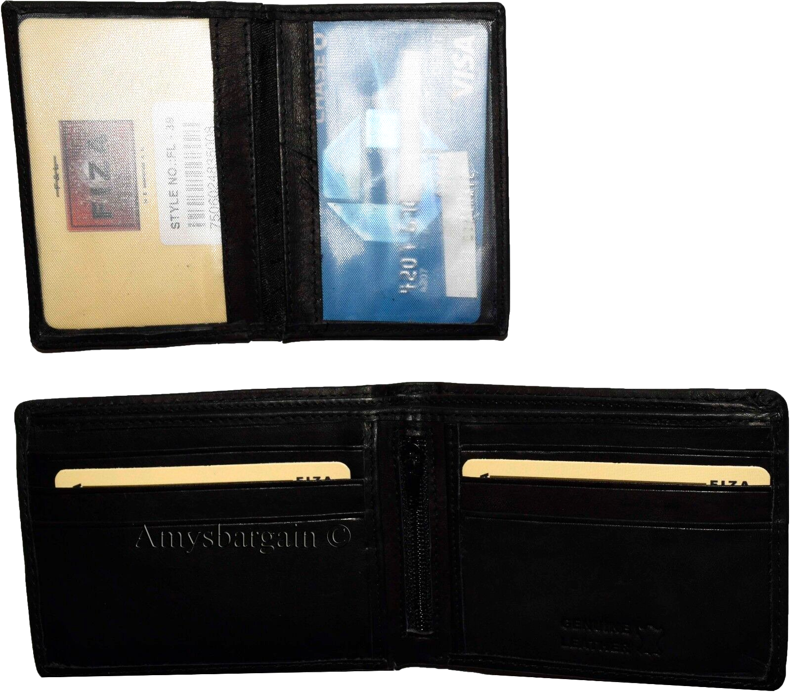 Lot of 2 FIZA NY Leather men's Black wallet 2 Bill slot wallet Bifold New in Box - Image 3