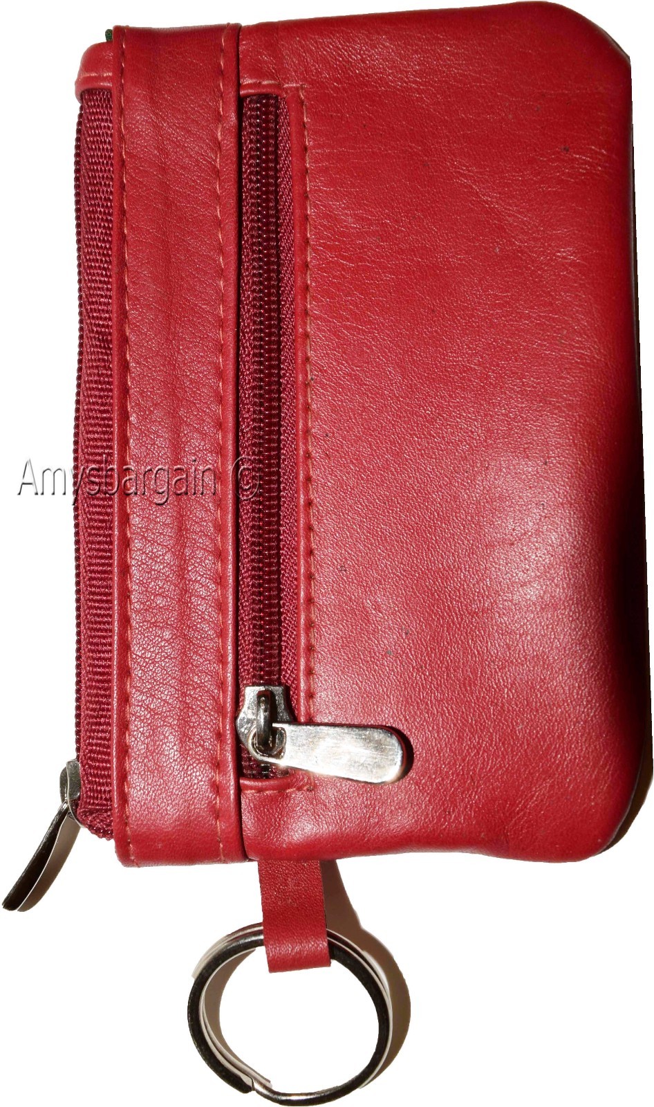 Lot of 2 Leather change purse, Zip coin wallet, 2 pocket coin case w/ key rings - Image 7