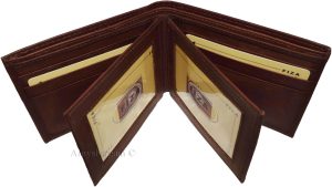 Lot of 2 Leather men's Bifold wallet Tan Billfold wallet 9 Card 3 ID New in Box - Image 9
