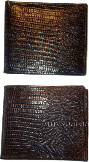 Lot of 2 Lizard printed leather man's bi fold wallet 2 bill slots 8 card br new - Image 4
