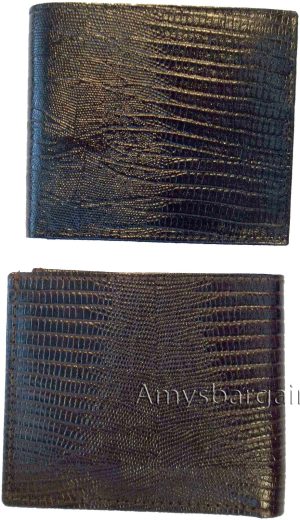 Lot of 2 Lizard printed leather man's bi fold wallet 2 bill slots 8 card br new - Image 5