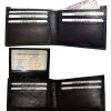 Lot of 2 Men's Black Bifold Calfskin leather 2 Bill slots 7 card 1 ID Window new