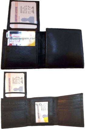 Lot of 2 Men’s leather wallet. Genuine Leather Trifold man's wallet 6 cards 2 ID