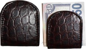 Lot of 2 New Brown Crocodile printed leather Unbranded money clip Clip  Money BN