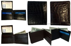Lot of 2 New Crocodile Skin Printed Leather man's bi fold wallet 6 cards ID BNWT - Image 10