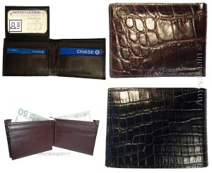 Lot of 2 New Crocodile Skin Printed Leather man's bi fold wallet 6 cards ID BNWT - Image 3
