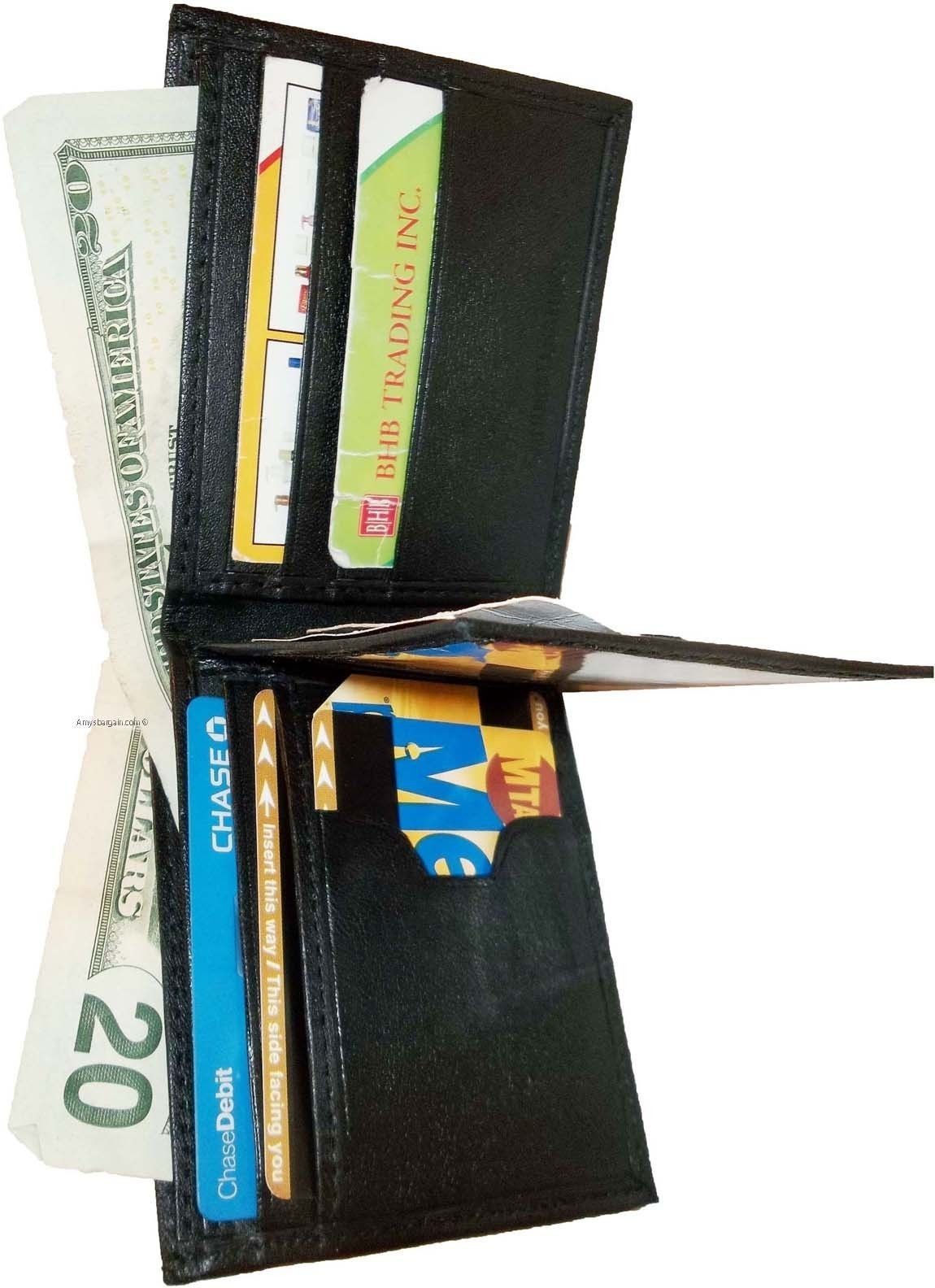 Lot of 2 New Man's Roman styled leather wallet 2 bill slots 12 credit cards 1 ID - Image 11