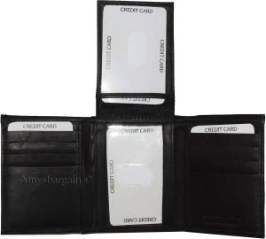 Lot of 2 New Men's Trifold Leather Wallet 3 ID center piece Black 2 bill slots - Image 12