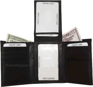 Lot of 2 New Men's Trifold Leather Wallet 3 ID center piece Black 2 bill slots - Image 4