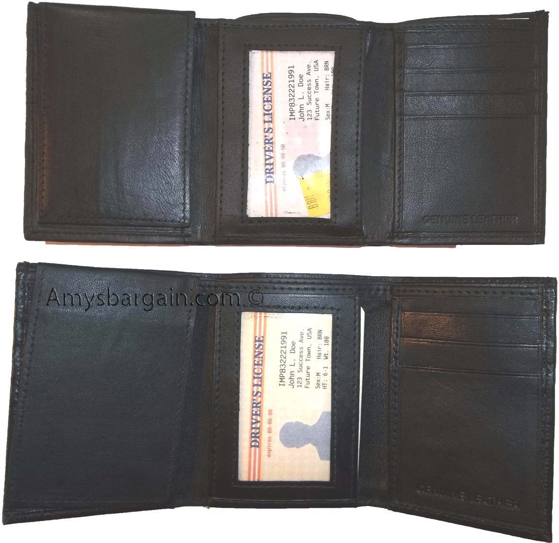 Lot of 2 New Trifold Leather Man’s wallet 2 ID 2 bill slots Black 6 card wallet - Image 11