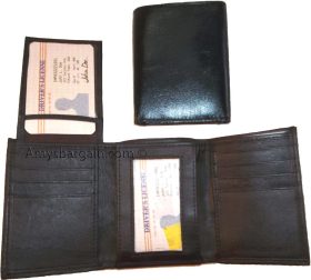 Lot of 2 New Trifold Leather Man’s wallet 2 ID 2 bill slots Black 6 card wallet