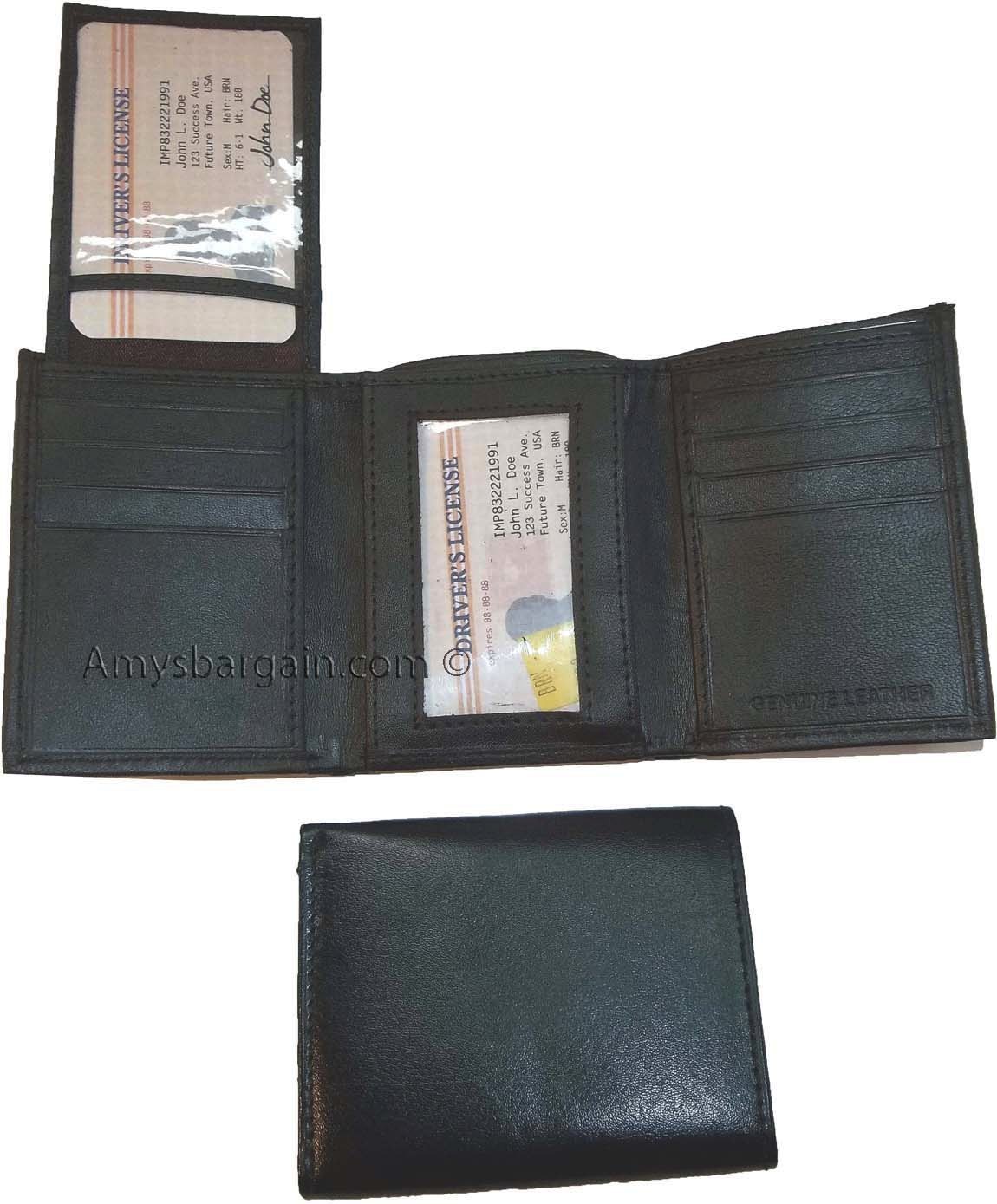 Lot of 2 New Trifold Leather Man’s wallet 2 ID 2 bill slots Black 6 card wallet - Image 6