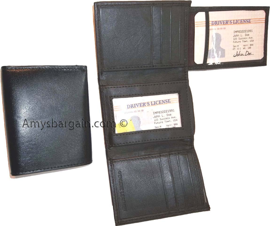 Lot of 2 New Trifold Leather Man’s wallet 2 ID 2 bill slots Black 6 card wallet - Image 7
