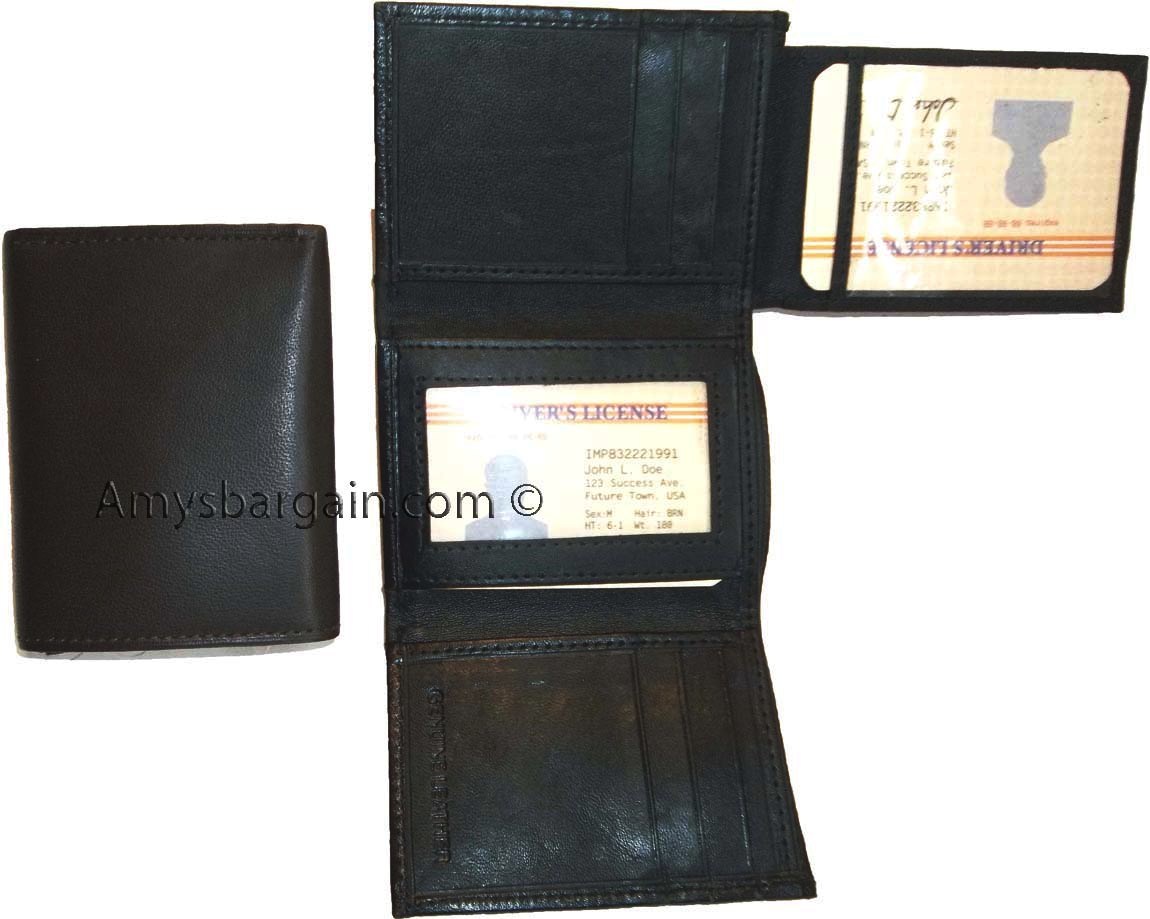 Lot of 2 New Trifold Leather Man’s wallet 2 ID 2 bill slots Black 6 card wallet - Image 8
