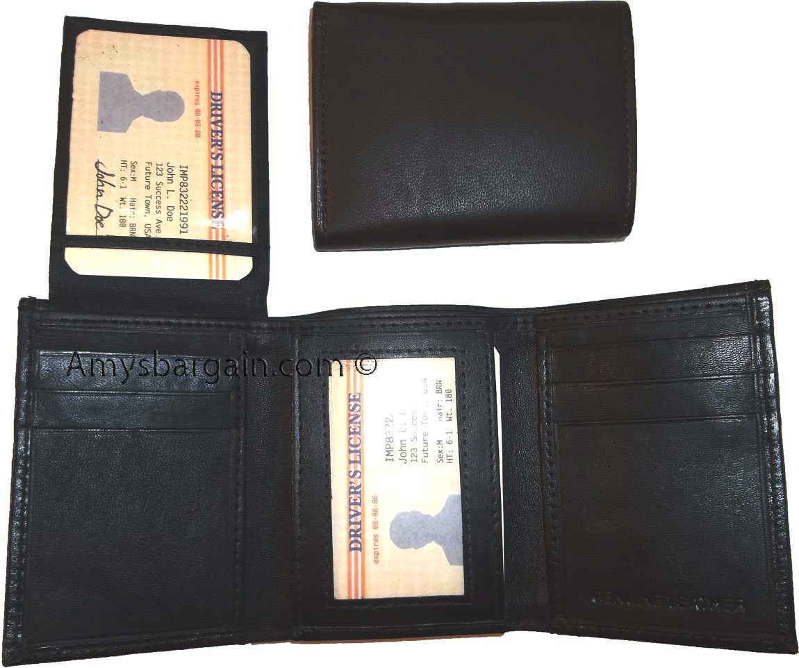 Lot of 2 New Trifold Leather Man’s wallet 2 ID 2 bill slots Black 6 card wallet - Image 9
