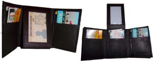 Lot of 2 New Trifold Leather Men’s wallet Brown 1 ID 9 card 2 bill slots br new - Image 4