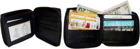 Lot of 2 New Zip around Leather Men's Wallet Unbranded Black Billfold wallet new