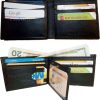 Lot of 2 New man's leather Black bi fold wallet 12 credit cards 2 bill slots ID