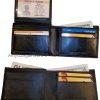 Lot of 2 New man's skinny leather Bi-fold wallet 6 bank card holder 2 bill slots
