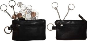 Lot of 2 leather change purse 3 Ring 2 zip pockets. unbranded Black coin case bn - Image 11