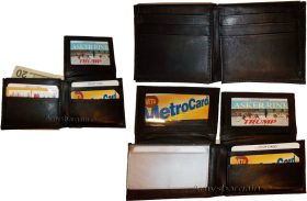Lot of 3. Man's Wallet. Bi fold Leather Wallet 12 Credit Cards 2 IDs Suede lined
