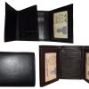 Lot of 3 New Trifold Leather Man’s wallet 9 card space 2 ID Window 2 bill slots