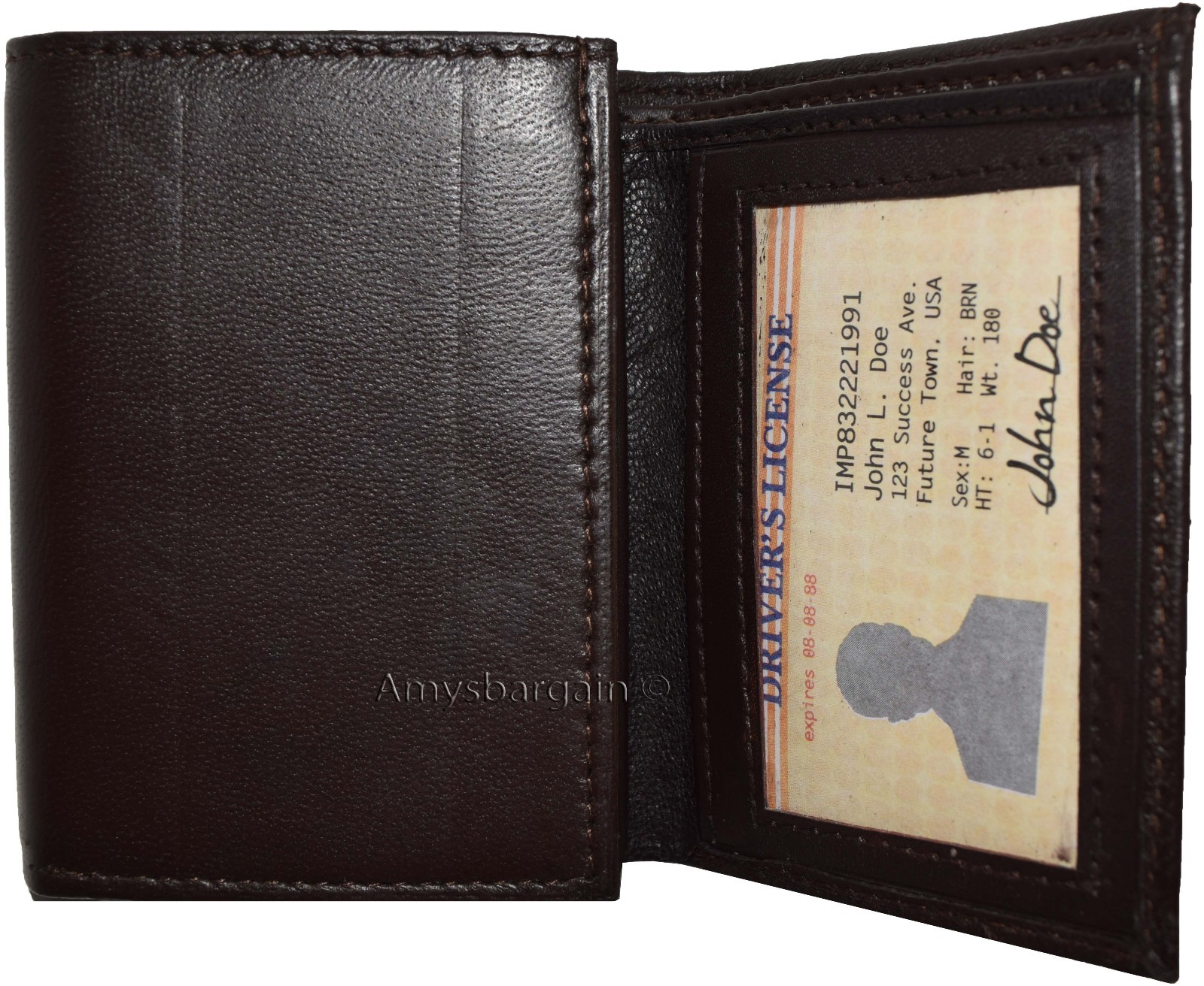 Lot of 3 New Trifold Leather Man’s wallet 9 card space 2 ID Window 2 bill slots - Image 7