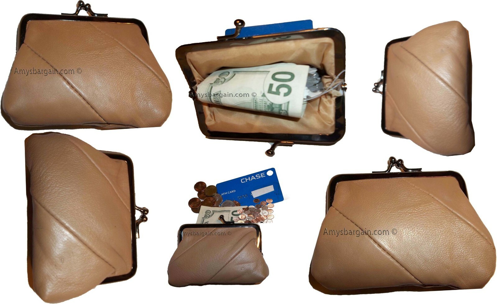Lot of 3 New Women's Leather Change Purse Coin bag Wallet bag Hand Coin case BN - Image 4