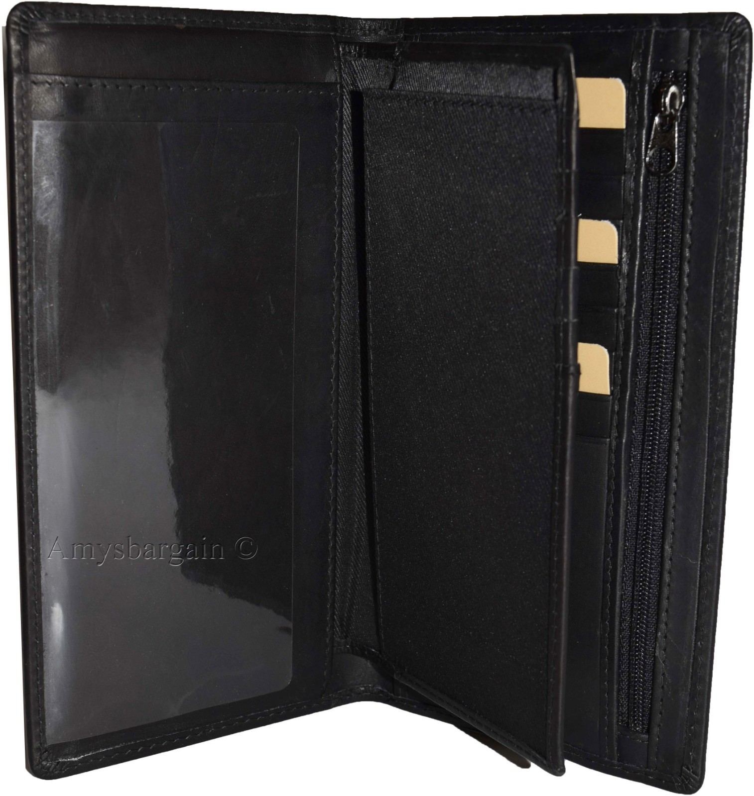 Lot of 3. Women Leather Checkbook Wallet Black 3 bill pockets zip coin purse new - Image 12