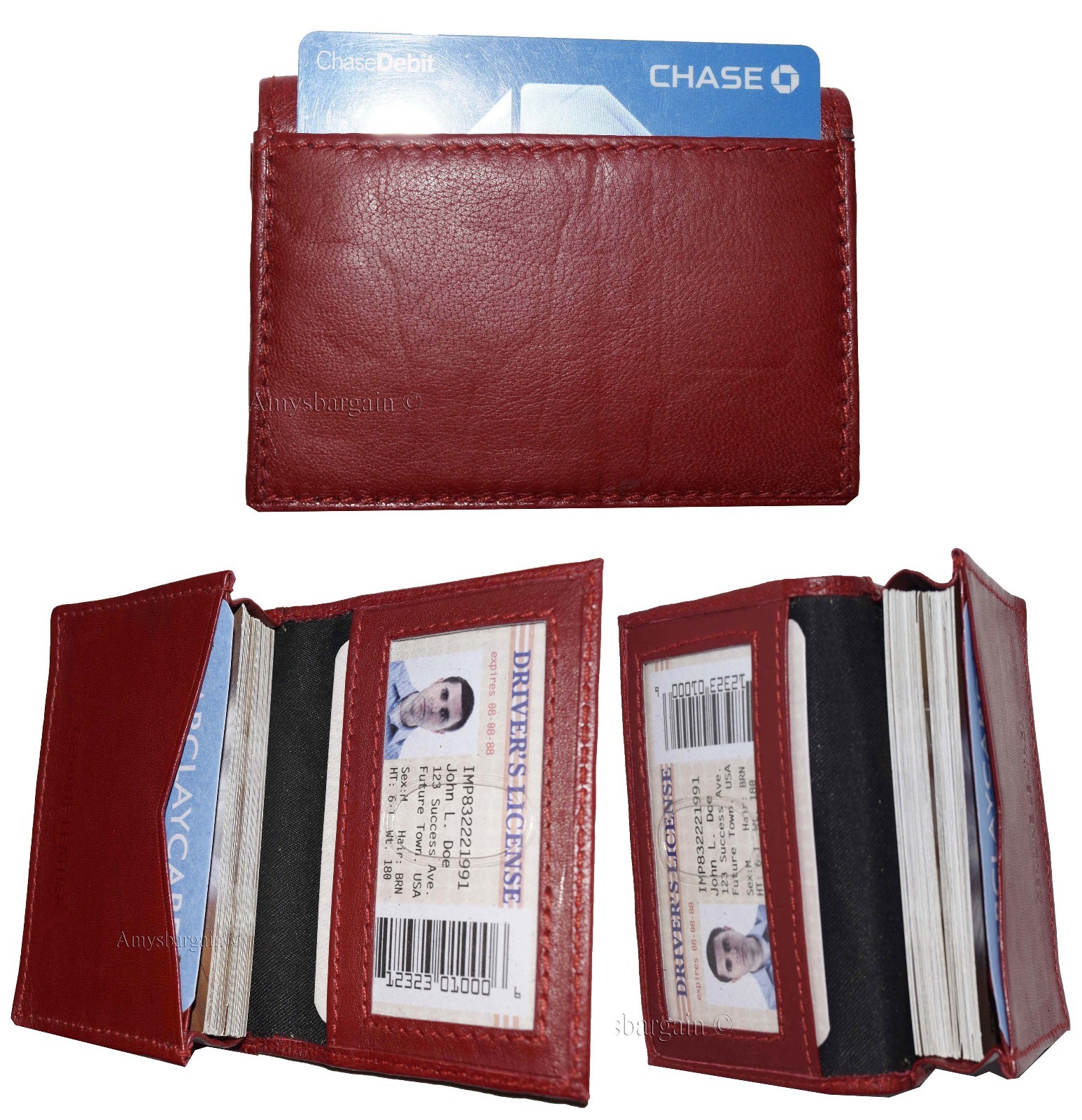 Lot of 3 women men's leather business credit card id card case 30 card holder - Image 11