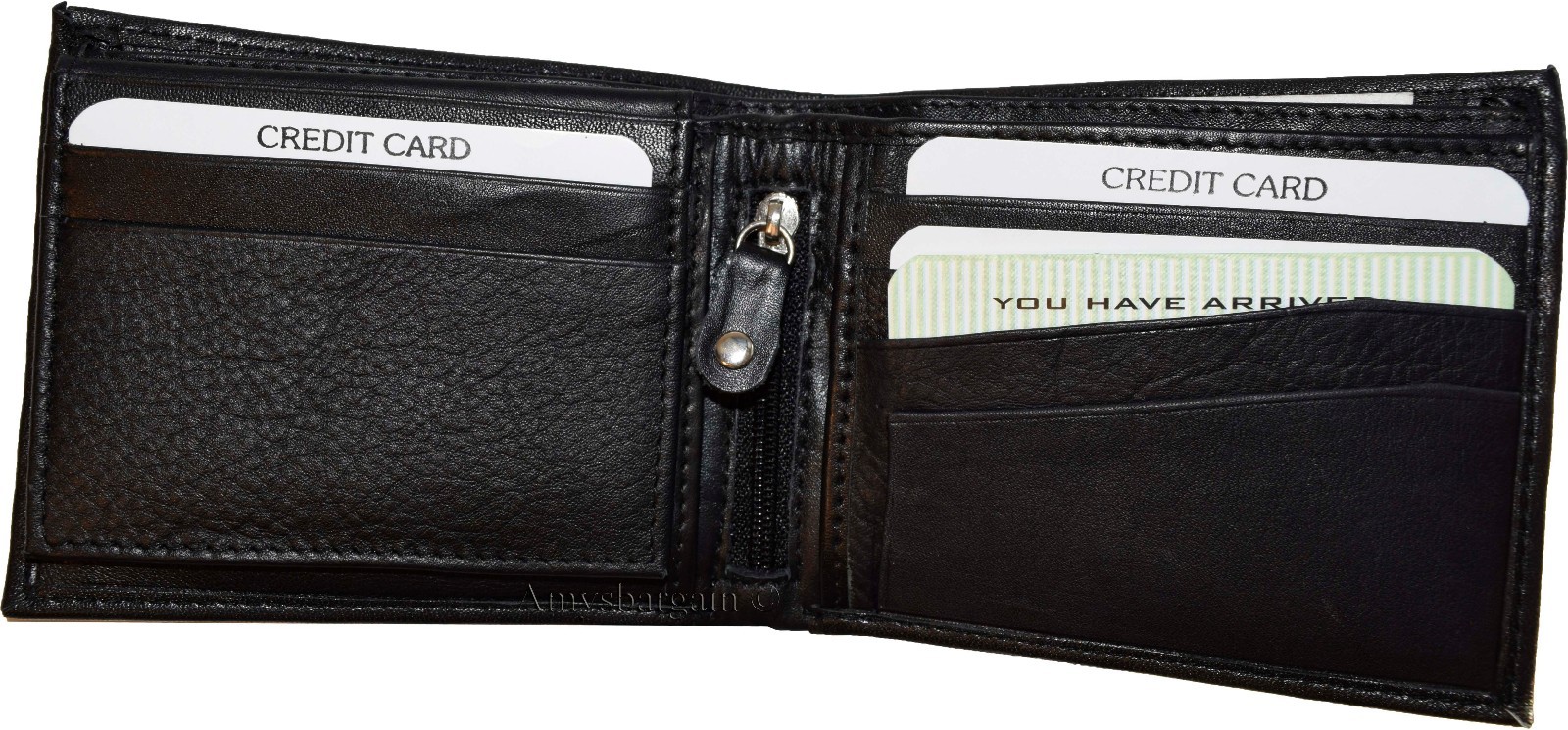 Lot of 4 Men's Bifold Leather wallet Genuine leather 3 bill slots Zip case New - Image 12