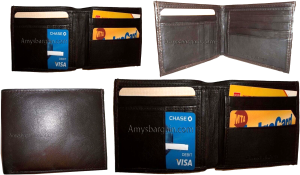 Lot of 4 Men's Bifold genuine leather Wallet Brown 2 Bill pockets card wallet