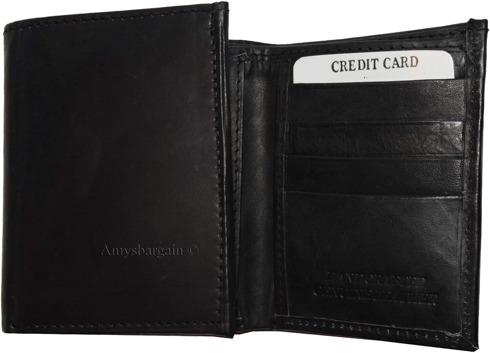 Lot of 4 Men's Trifold Leather Wallet 8 credit card ID Black billfold wallet NWT - Image 11