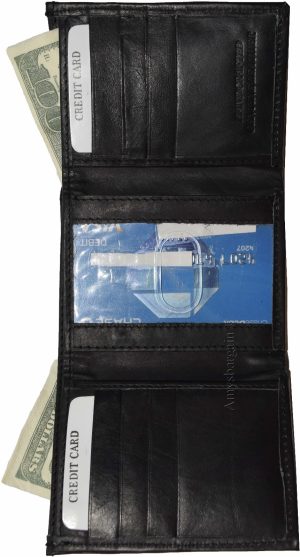 Lot of 4 Men's Trifold Leather Wallet 8 credit card ID Black billfold wallet NWT - Image 3