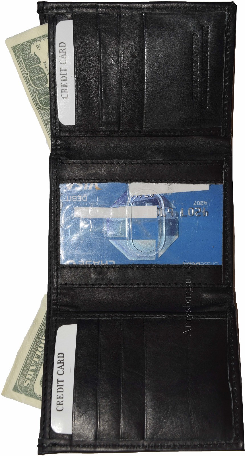 Lot of 4 Men's Trifold Leather Wallet 8 credit card ID Black billfold wallet NWT - Image 3