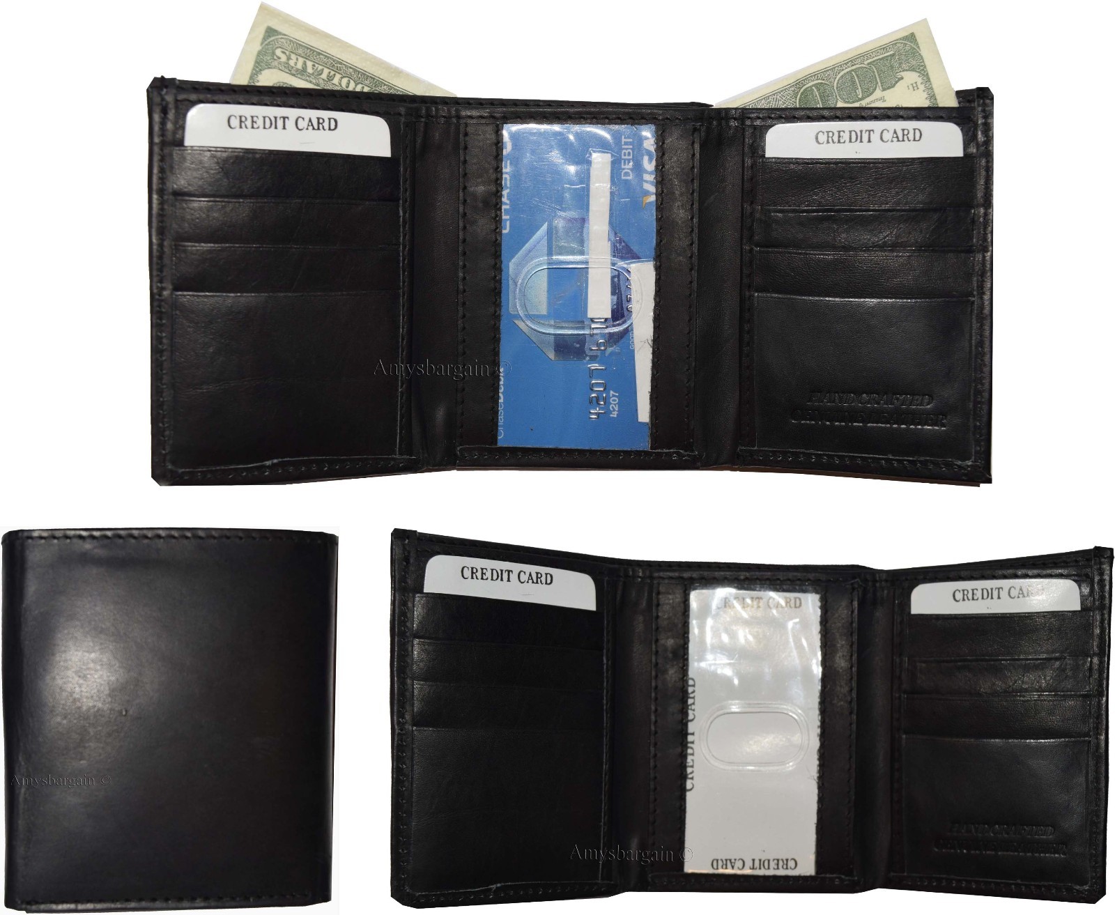 Lot of 4 Men's Trifold Leather Wallet 8 credit card ID Black billfold wallet NWT - Image 7
