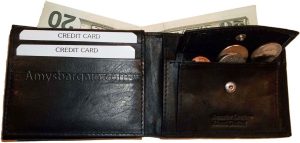 Lot of 4 Men's bi-fold Leather Wallet 7 credit card ID Change purse 2 bill slots - Image 4