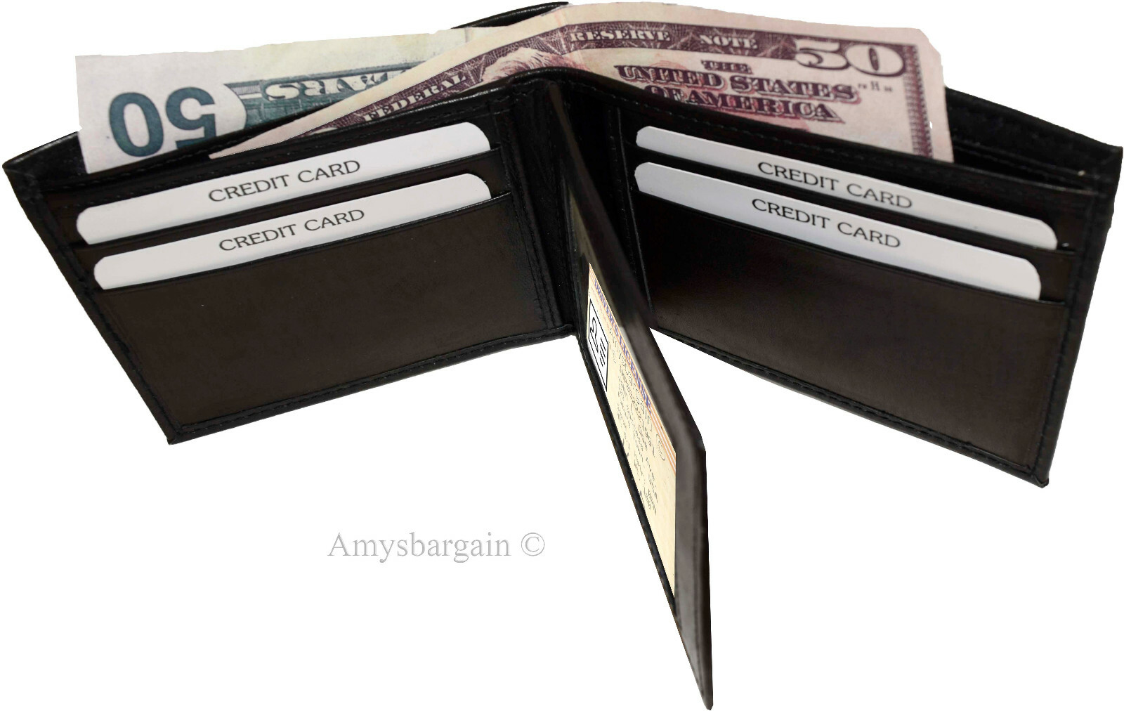 Lot of 4 New Men's High-end leather billfold wallet, Brown 6 credit card bifold - Image 11