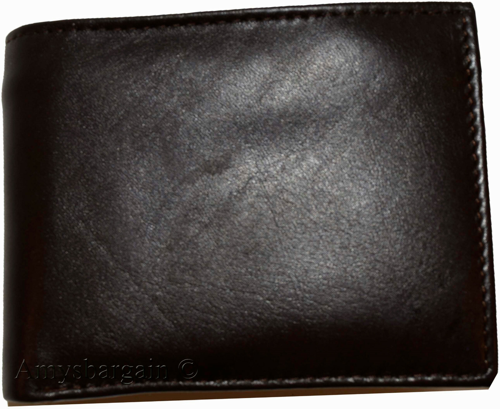 Lot of 4 New Men's High-end leather billfold wallet, Brown 6 credit card bifold - Image 7