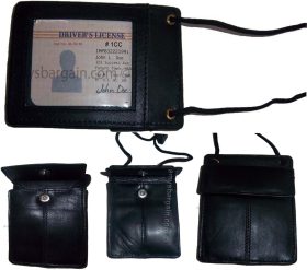 Lot of 4 New Neck string ID Case, Credit Card Case, Black Wallet pouch Money NWT