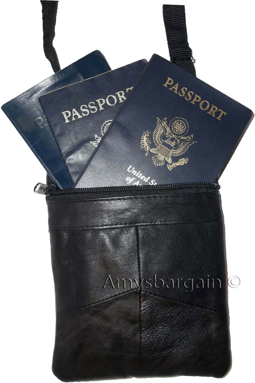 Lot of 4 handbag leather passport case credit Card case purse neck travel pouch - Image 11