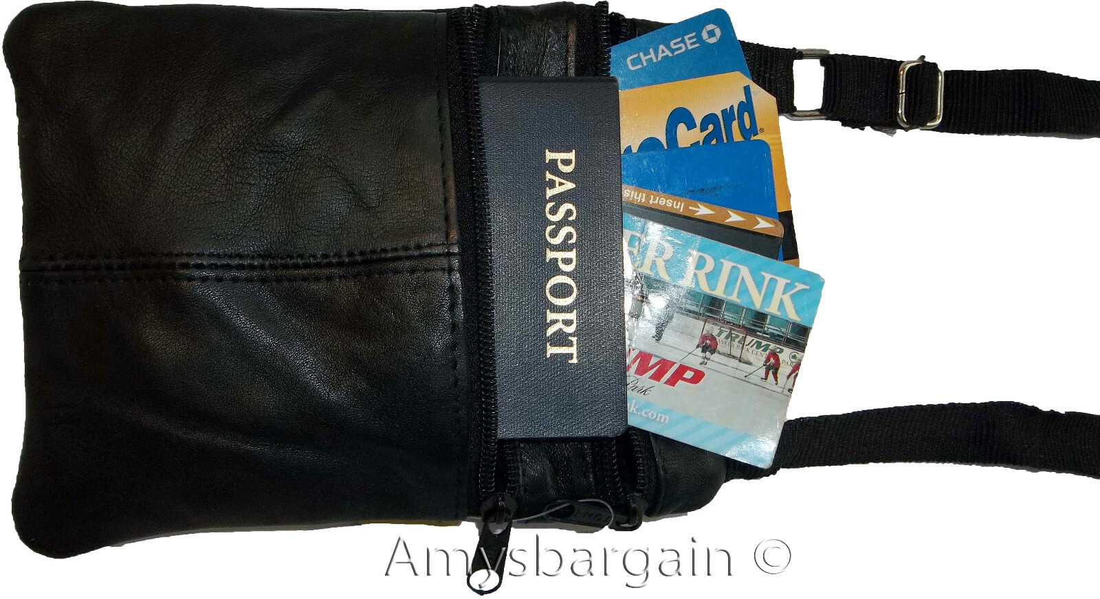 Lot of 4 handbag leather passport case credit Card case purse neck travel pouch - Image 10