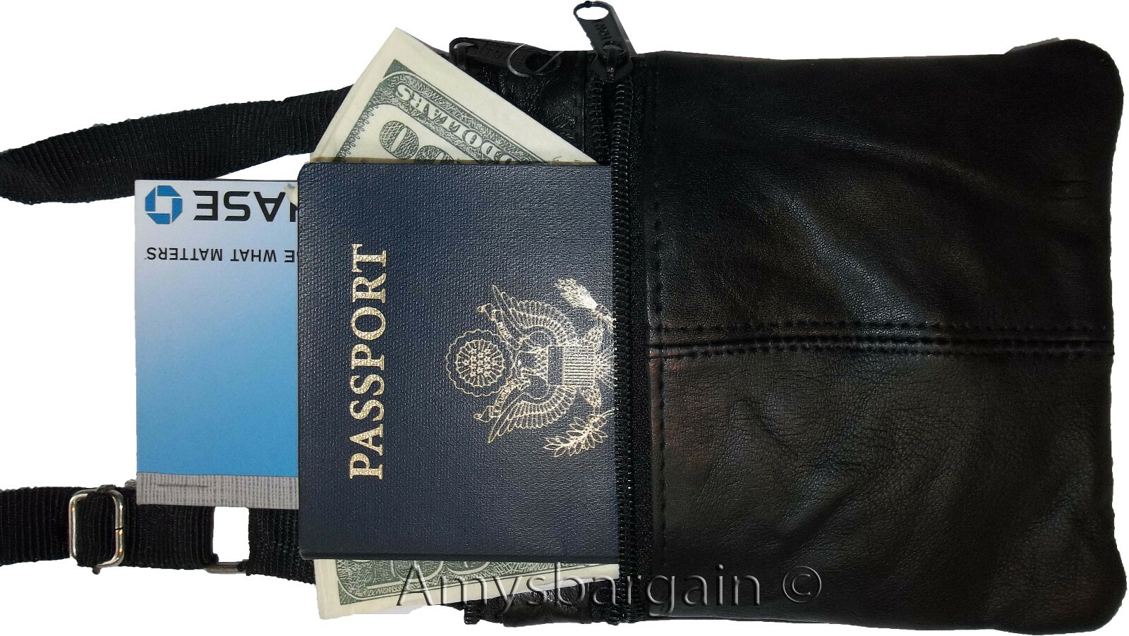 Lot of 4 handbag leather passport case credit Card case purse neck travel pouch - Image 6
