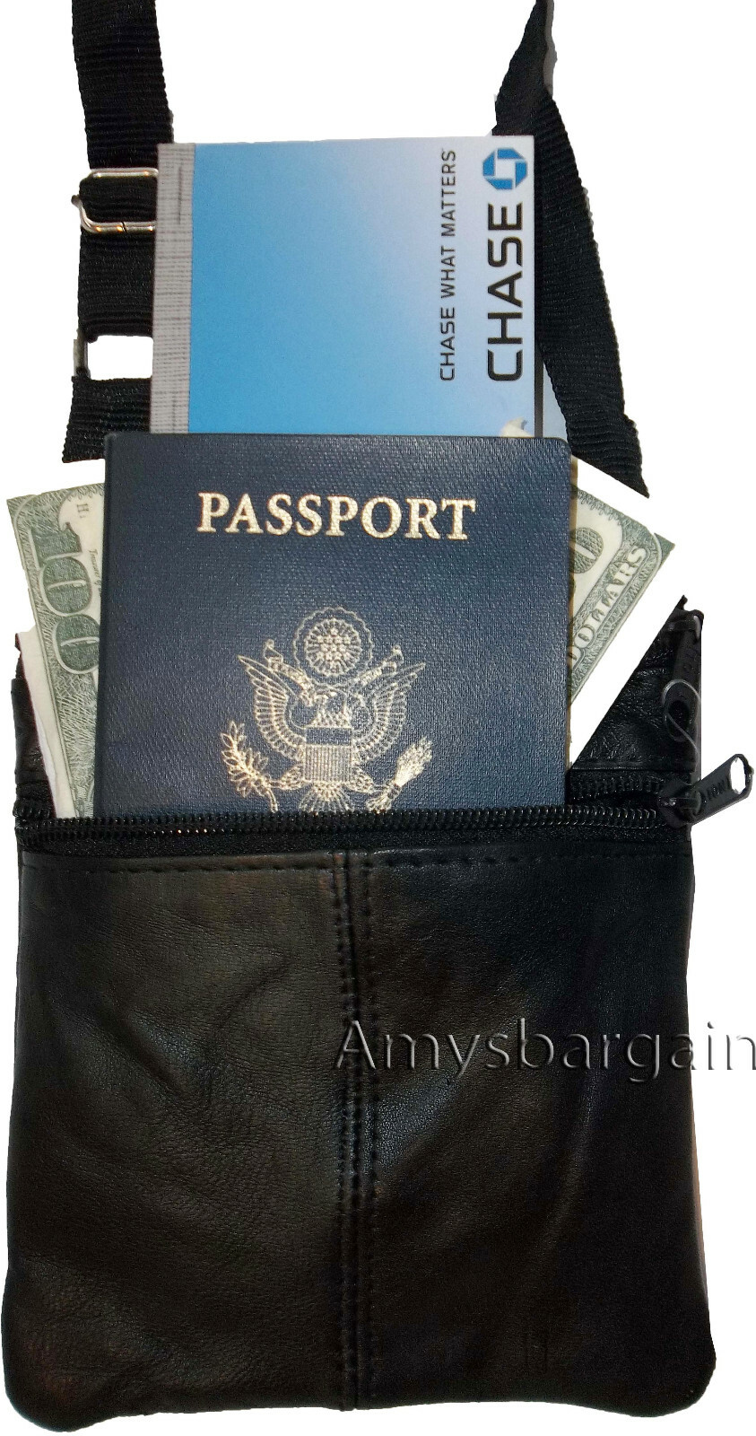 Lot of 4 handbag leather passport case credit Card case purse neck travel pouch - Image 8