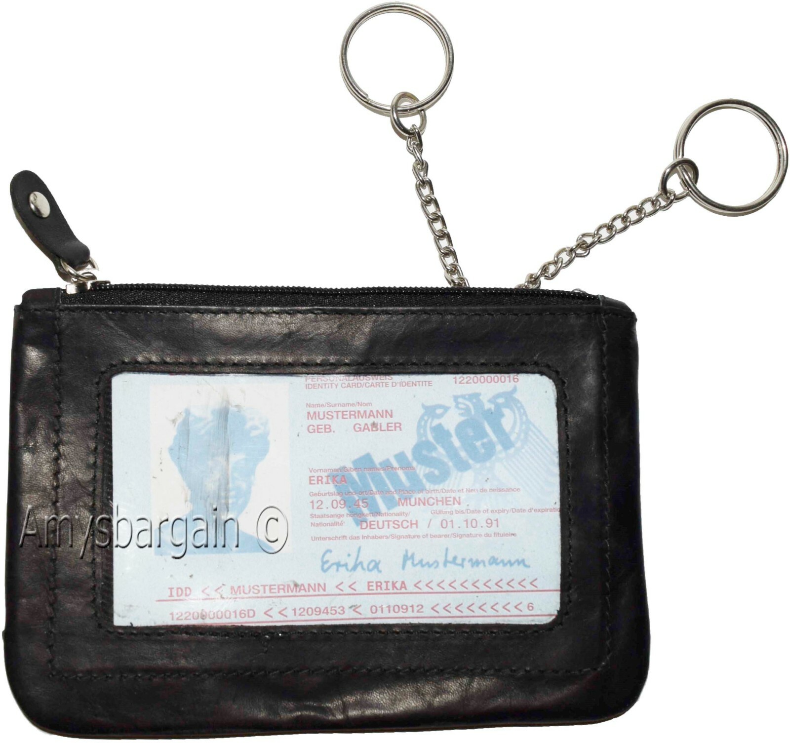 Lot of 4Leather Change Purse Mini pocket Wallet business card case key Ring #33 - Image 5