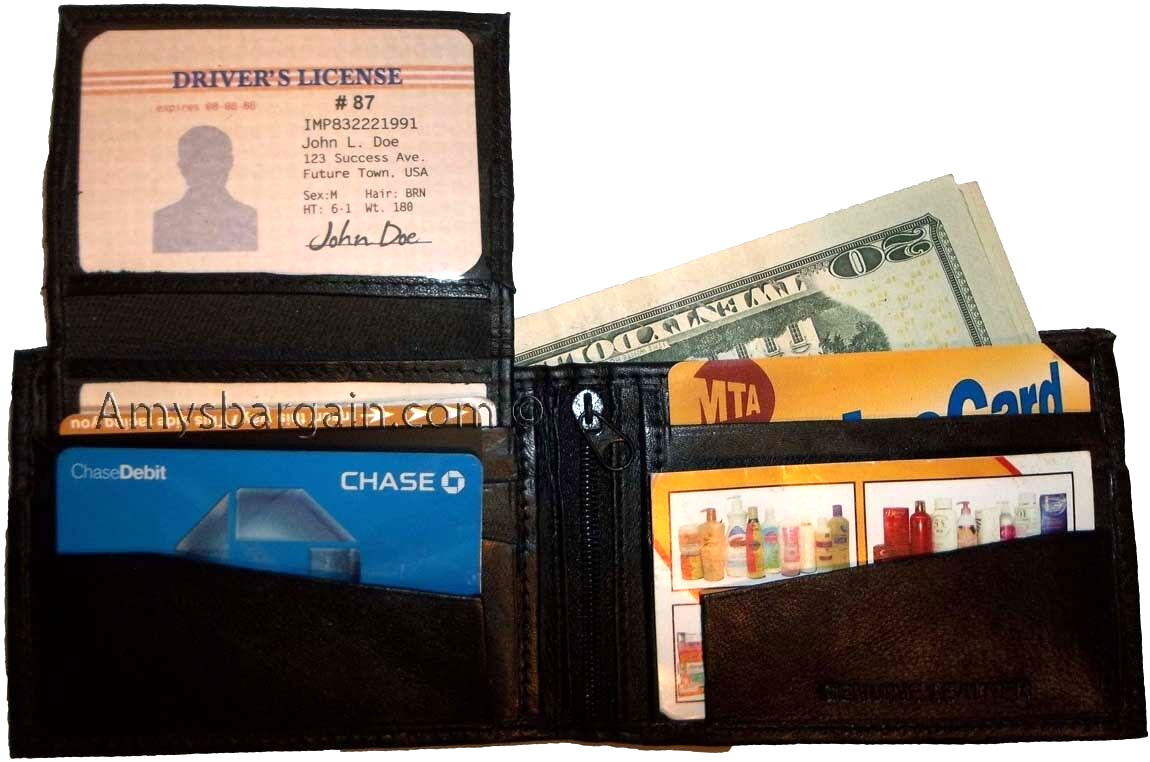 Lot of 5 Bifold Leather Man’s wallet 10 Card 3 bill spaces 2 ID change purse new - Image 4