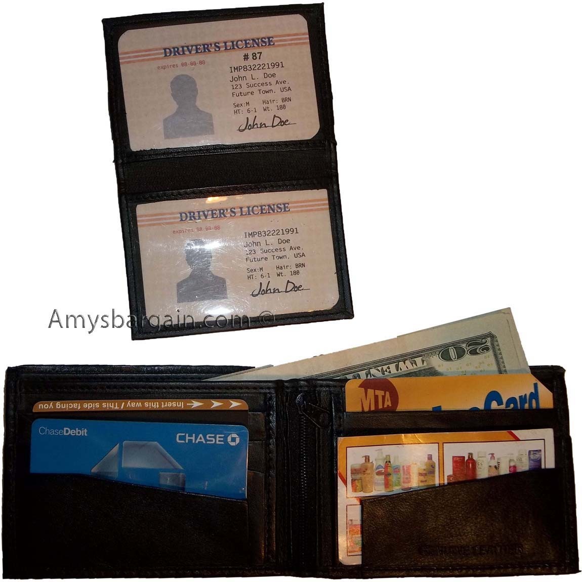 Lot of 5 Bifold Leather Man’s wallet 10 Card 3 bill spaces 2 ID change purse new - Image 9