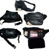 Lot of 5 New Leather waist pouch. Black waist bag, leather bag, Fanny pack new