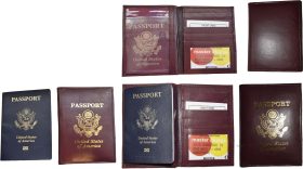 Lot of 5 New lambskin leather Passport cover.Burgundy ID case credit card wallet